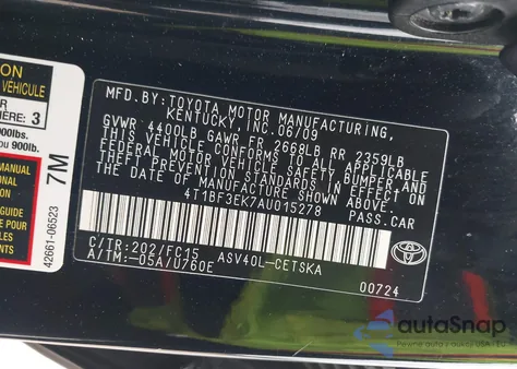 2010 Toyota Camry Se from USA, damaged, VIN 4T1BF3EK7AU015278